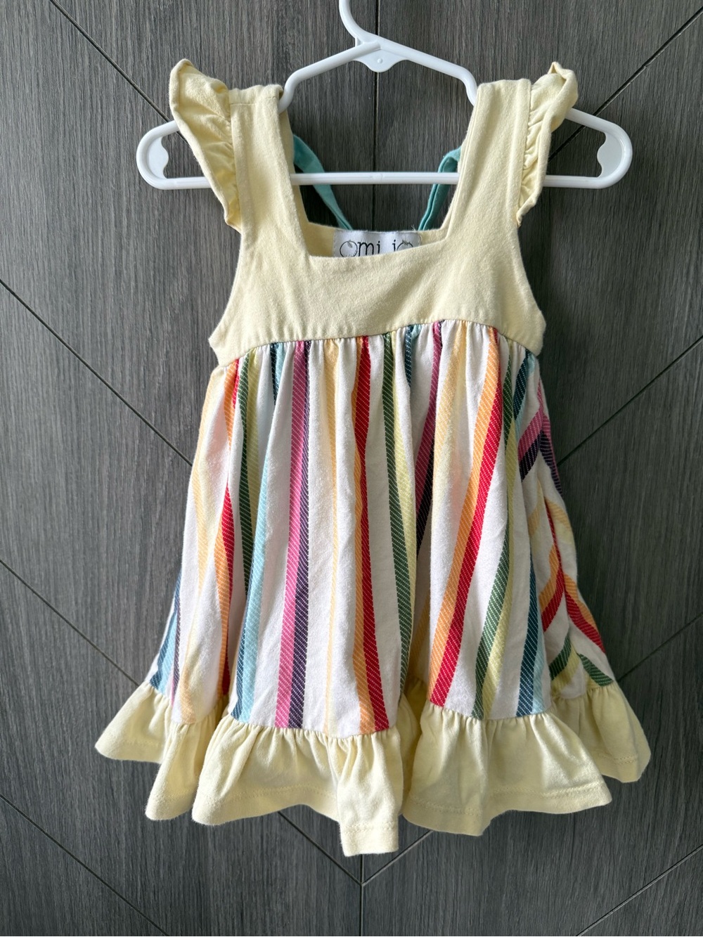 Omi Jo Yellow Rainbow Stripe Toddler Girls Tunic Tank Top